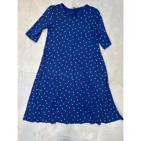 EUC Old Navy Jersey Knit Swing Dress Elbow Sleeves Extra Small XS Blue Polka Dot - Picture 5 of 11